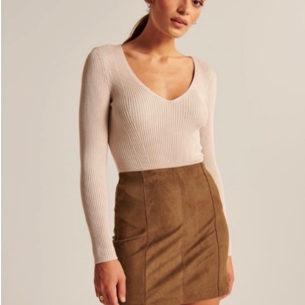 Never Worn Abercrombie Chocolate Brown Vintage Suede Mini Skirt sz XS